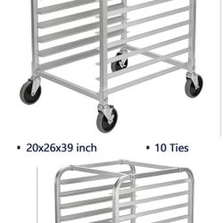 10/20-Tier Aluminum Bun Pan Rack with Locking Wheels, Mobile Commercial Baking Sheet Rack for Bakery a Kitchen