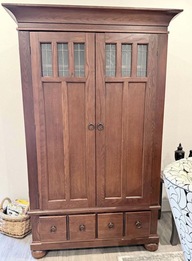 Craftsman Wood Armoire For Crafts, Sewing, Storage