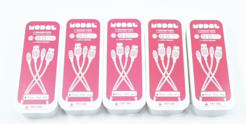 Modal 4' Lightnin to USB Charge/Sync Cable - Pink/Peach (Pack of 5)