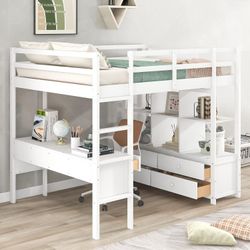 White Full Size Loft Bed