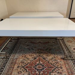 2 WHITE AND GOLD COFFEE TABLES