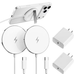 Magnetic Wireless Charging Pad for iPhone 17 16 15 14 13 12 Series AirPods 4-2 Pro, Strong Magnet, with PD20W Charging Block, Ultra-Thin Portable, Ide