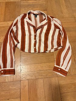 Striped Button-Down Crop Top