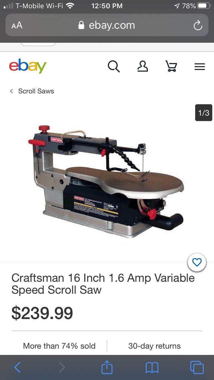 Craftsman’s Scroll Saw. 16” variable speed control