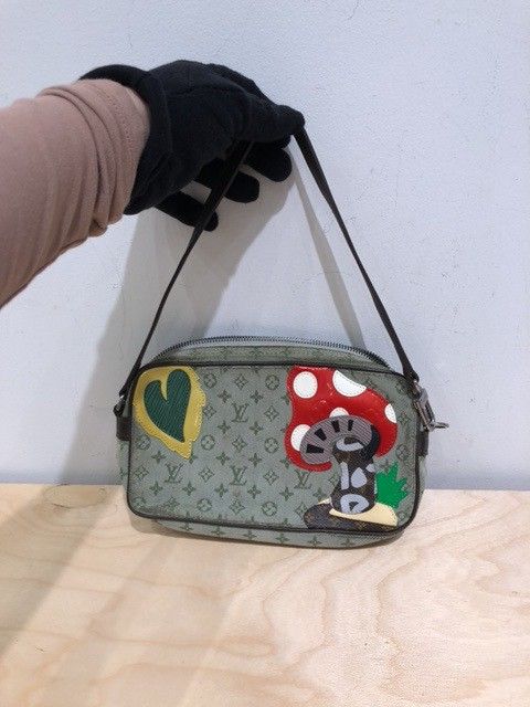 Authentic Vintage Louis Vuitton Khaki Conte de Fees Mushroom Patchwork Pouchette