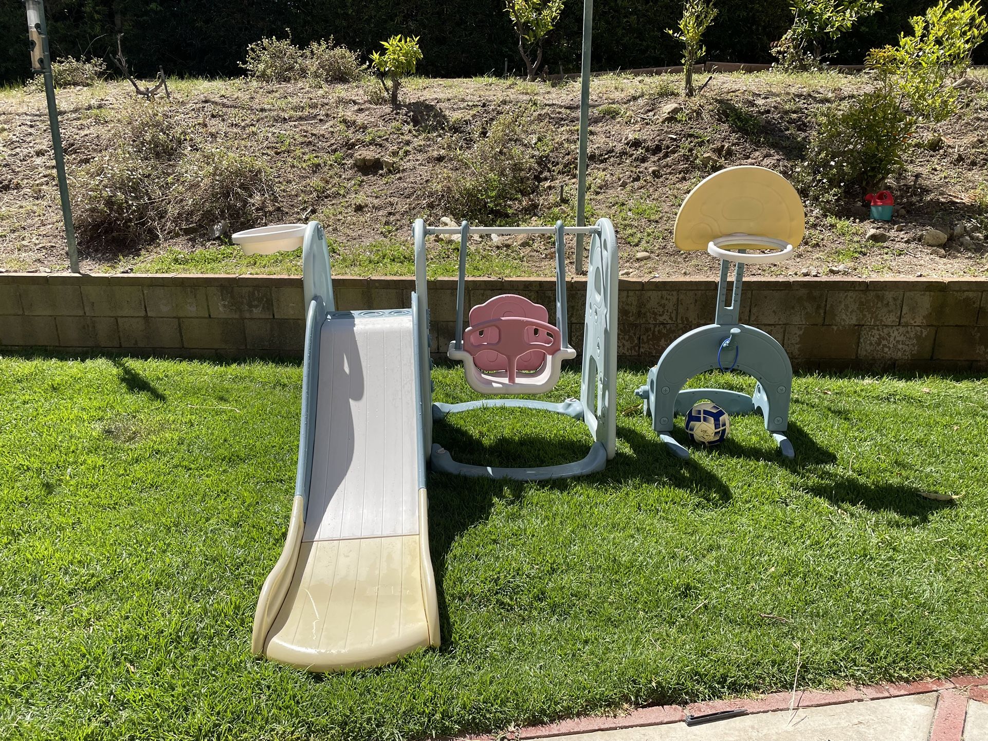 Qaba Outdoor Play Set Swing And Slide Combo