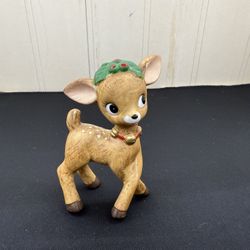 Vintage Holiday Memories Collector Baby Fawn Reindeer Christmas Figurine