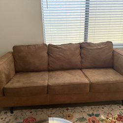 Brown Faux Leather Couch