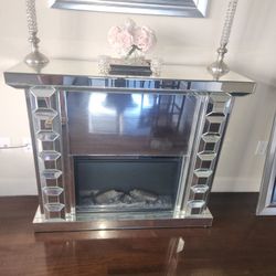 Mirrored Electric Fireplace