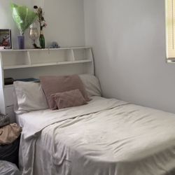 Full Size White Bed With Shelves And A 2nd Pull Out Bed 