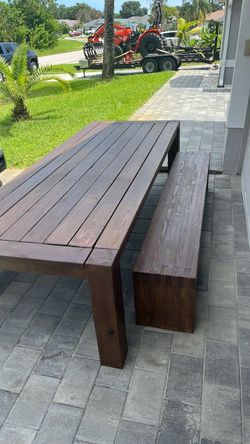 Outdoor Wood Dining Table with Bench