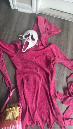 Pink Glitter Ghostface Halloween Costume with Mask