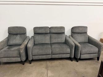 Three piece living room couch set