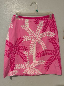 Lily Pulitzer Size 4 Classic Pink Palm Tree Print Mini Skirt
