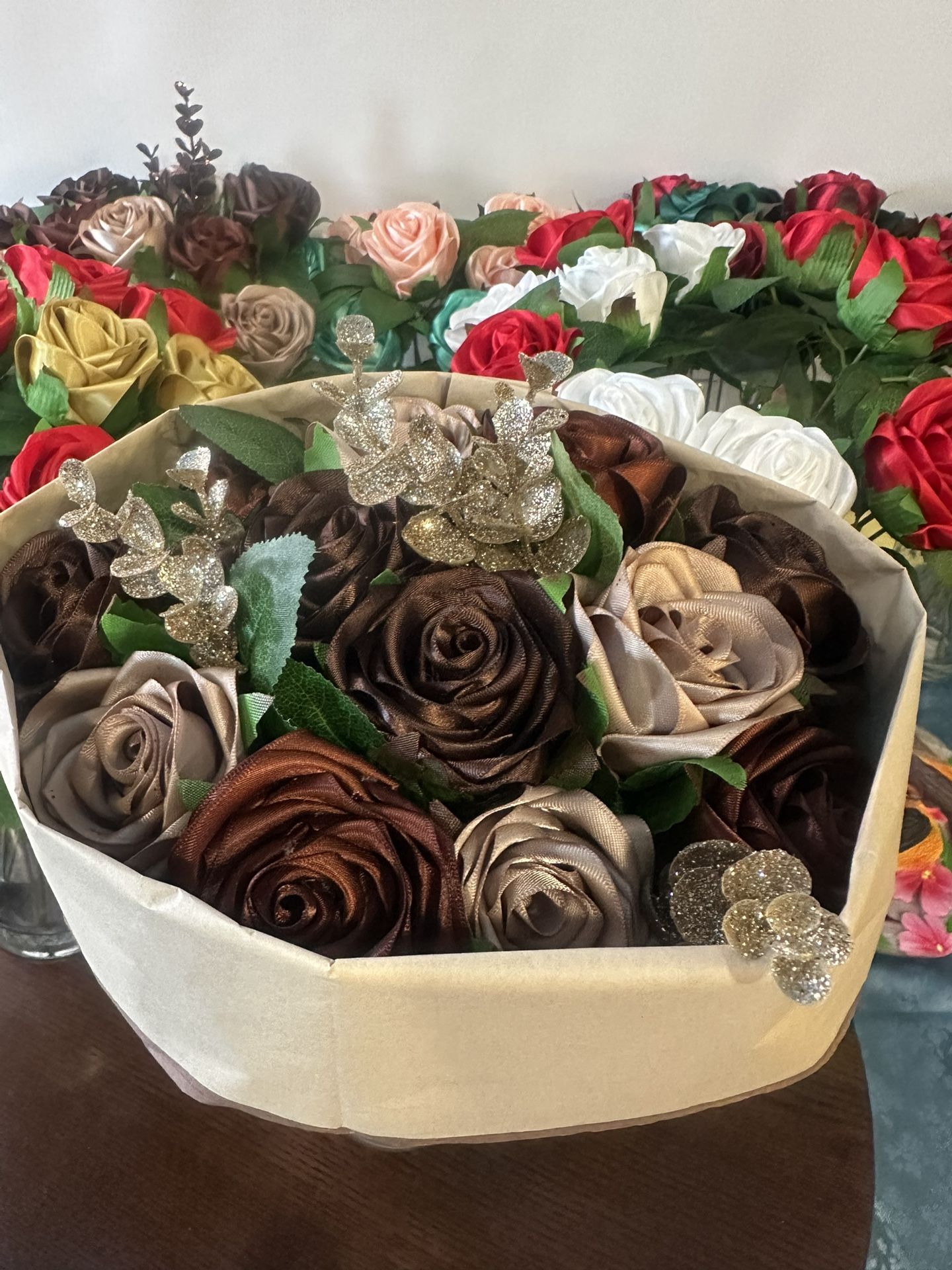 Holiday Ribbon Roses Handmade