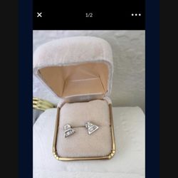 14k White Gold Diamonds Earrings 