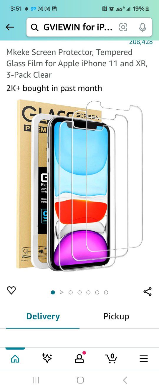 Mkeke Screen Protector, Tempered Glass Film for Apple iPhone 11 and XR, 3-Pack Clear