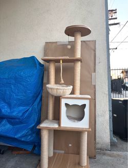 Tall Cat Tree with Condo and Scratching Posts