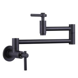 all Mounted Pot Filler with Double Handles in Matte Black