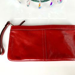 Like New, Coach Red Patent Leather Clutch / Wristlet, with Silver Hardware