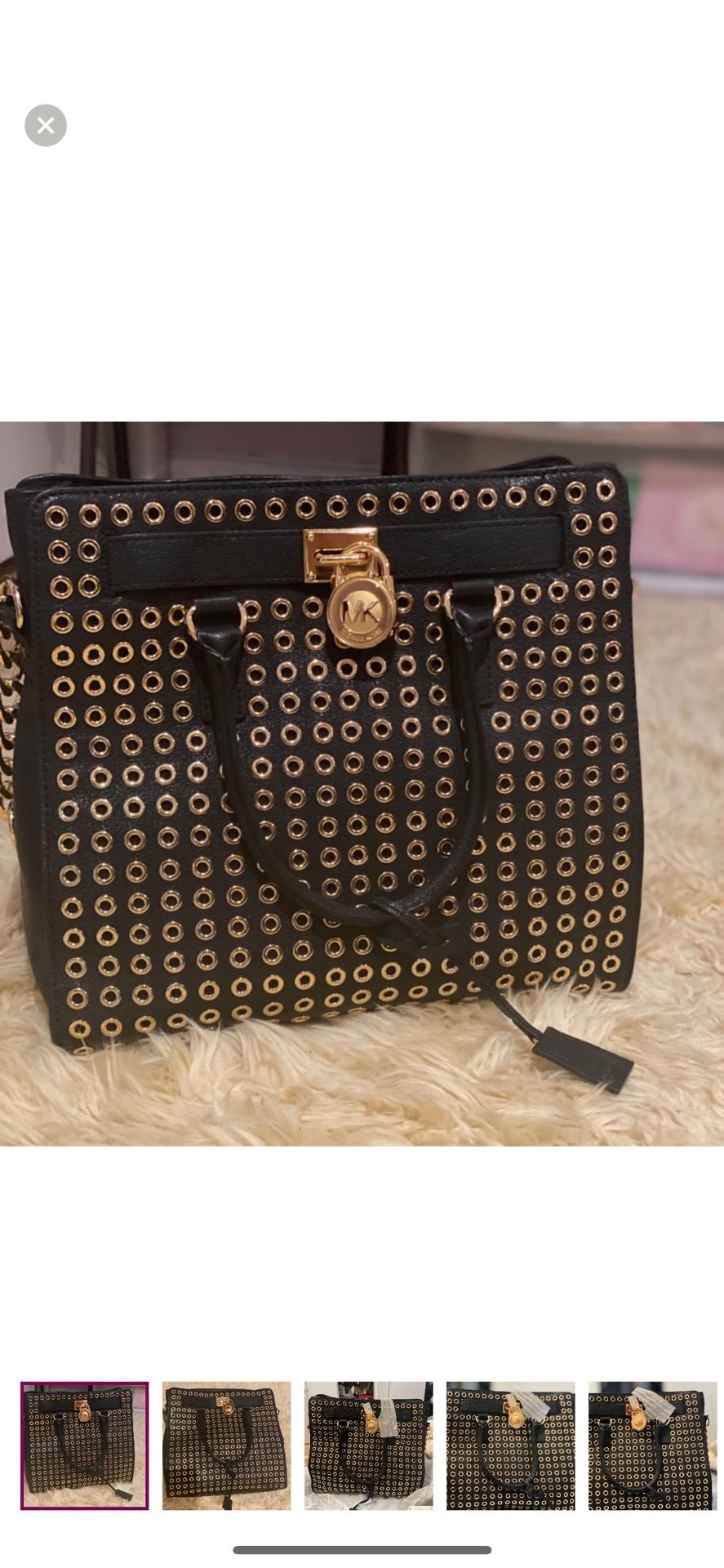 NWT Michael Kors Black Hamilton with Gold Grommets