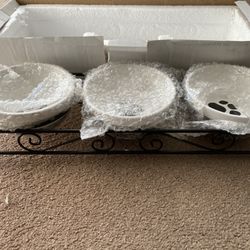 Navaris Ceramic Pet Bowl Set For Cats Or Dogs 