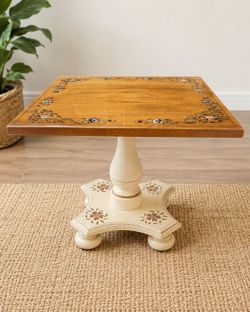 Vintage Ethan Allen Hitchcock-Style Stenciled Pedestal Accent Table