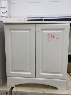 White Bathroom Vanity Cabinet with Top