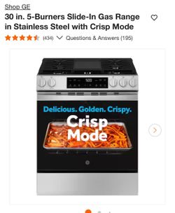 30 in. 5-Burners Slide-In Gas Range in Stainless Steel with Crisp Mode