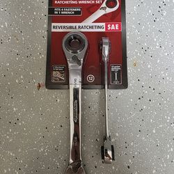 Husky 2-Piece Quad Drive Ratcheting Wrench Set SAE