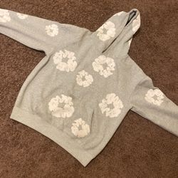 Grey Denim Tear Hoodie 