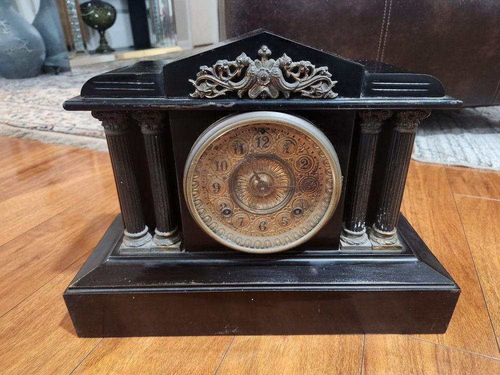 Antique Mantel Clock – Ansonia Clock circa 1900s all metal