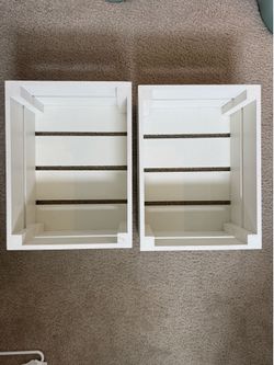 Set of 2 White Wooden Storage Crates (16” x 12” x 7”)