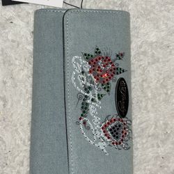 Ed hardy Denim rhinestone rose wallet