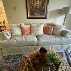 Slipcover Feather Filled Skirt Sofa 
