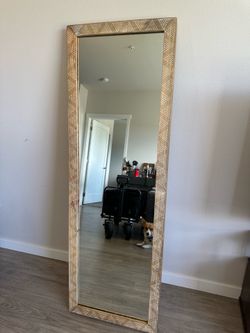 Carved Dot Natural Wood Floor Mirror - Opalhouse
