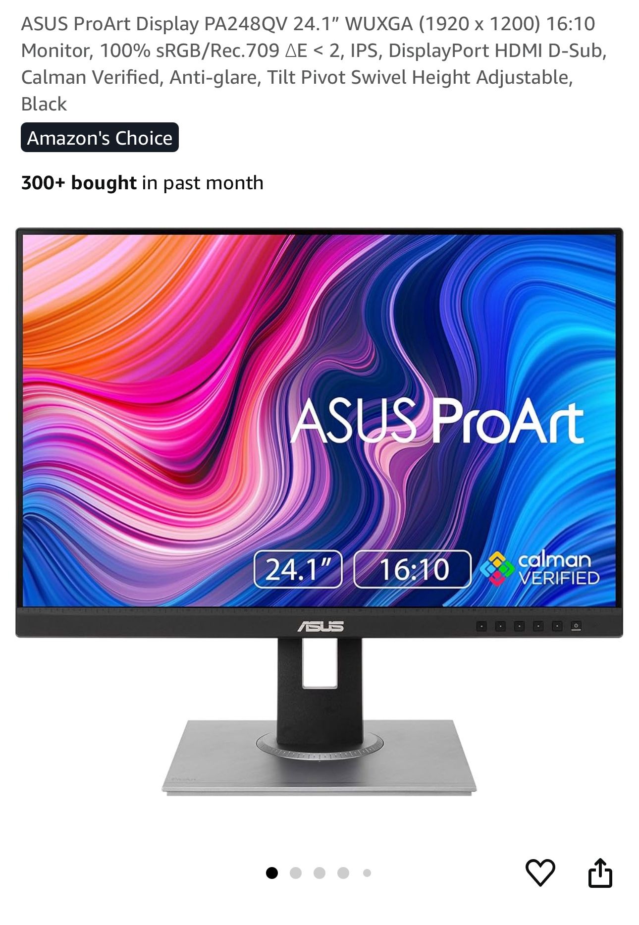 New ASUS ProArt Display PA248QV 24.1" WUXGA (1920 x 1200)