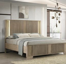 Queen Bed w/LED mattress not included