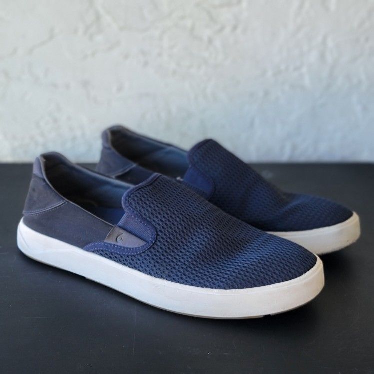 Olukai Lae'ahi Men's size 12 Blue Slip On Shoes Boho Retro Y2K Surf Casual