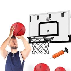 24" x 16" Large Basketball Hoop Indoor for Adults, Over The Door Basketball Hoop with Sturdy Backboard