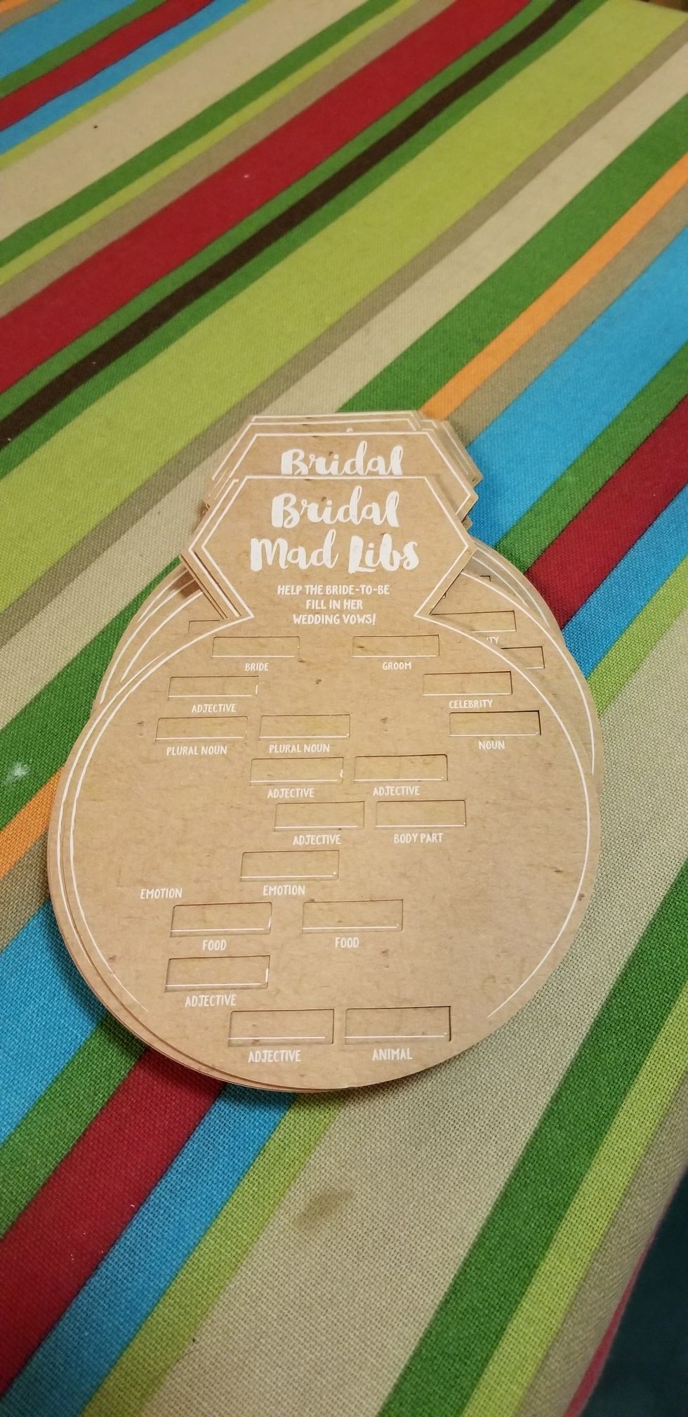 Bridal shower mad libs