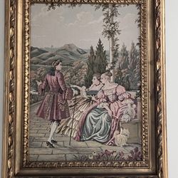 French Victorian Garden Scene Art