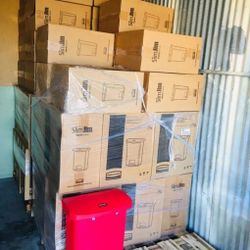 Lot of 10 Rubbermaid Slim Jim 30L/8gal Red Plastic Step On Trash Can 1883564 