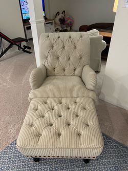 Pier One Tufted Accent Chair with Ottoman
