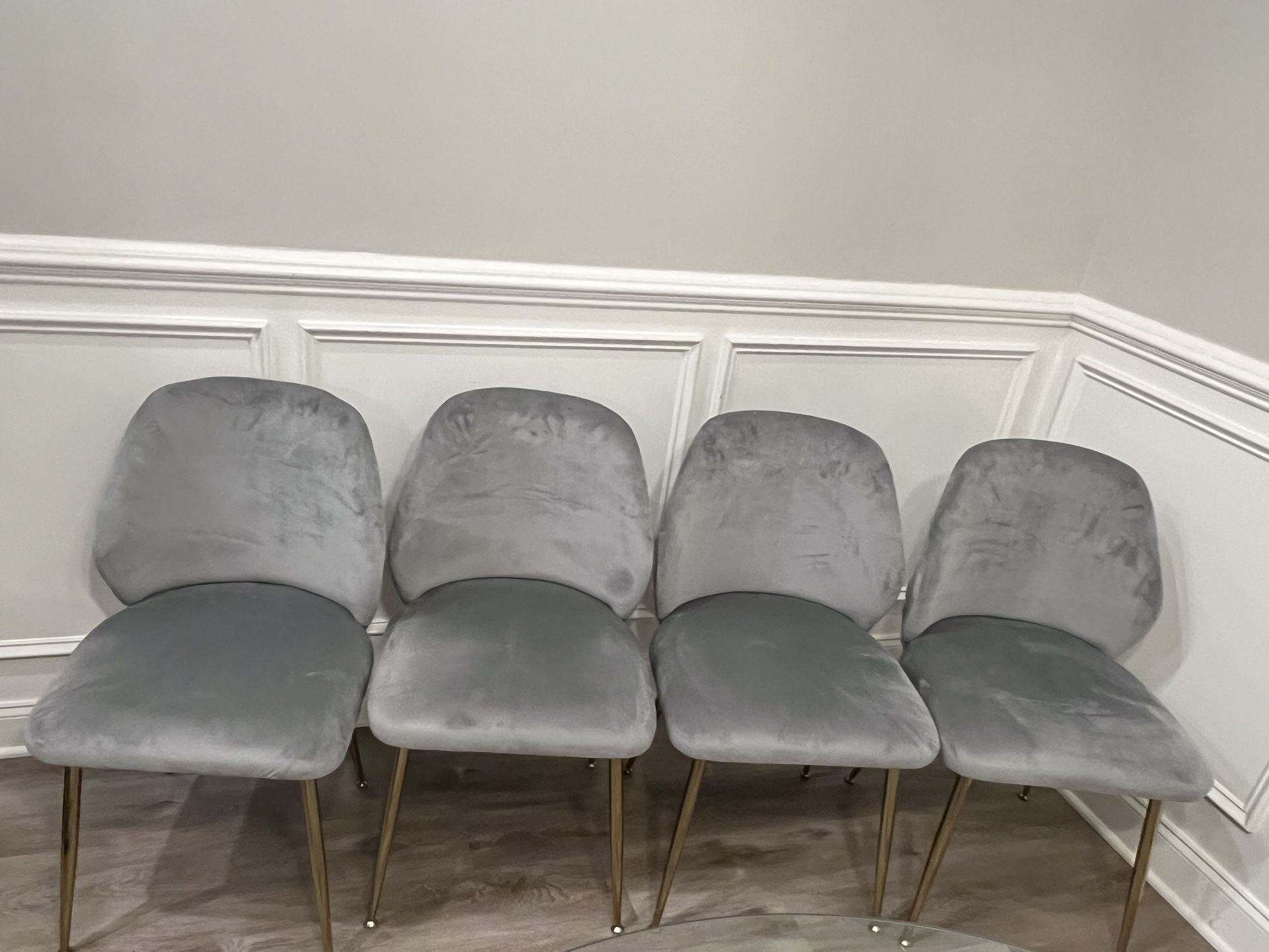 4 Chairs - Gray Velvet - Like New