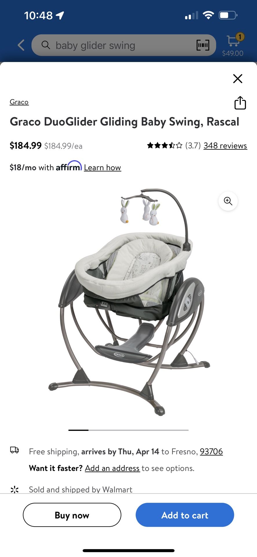 Gracias Duoglider Gliding Baby Swing