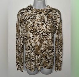 Kim Rogers Sweater animal print jacquard knit pullover style