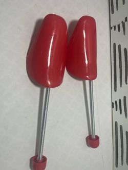 Red Plastic Shoe Trees Pair