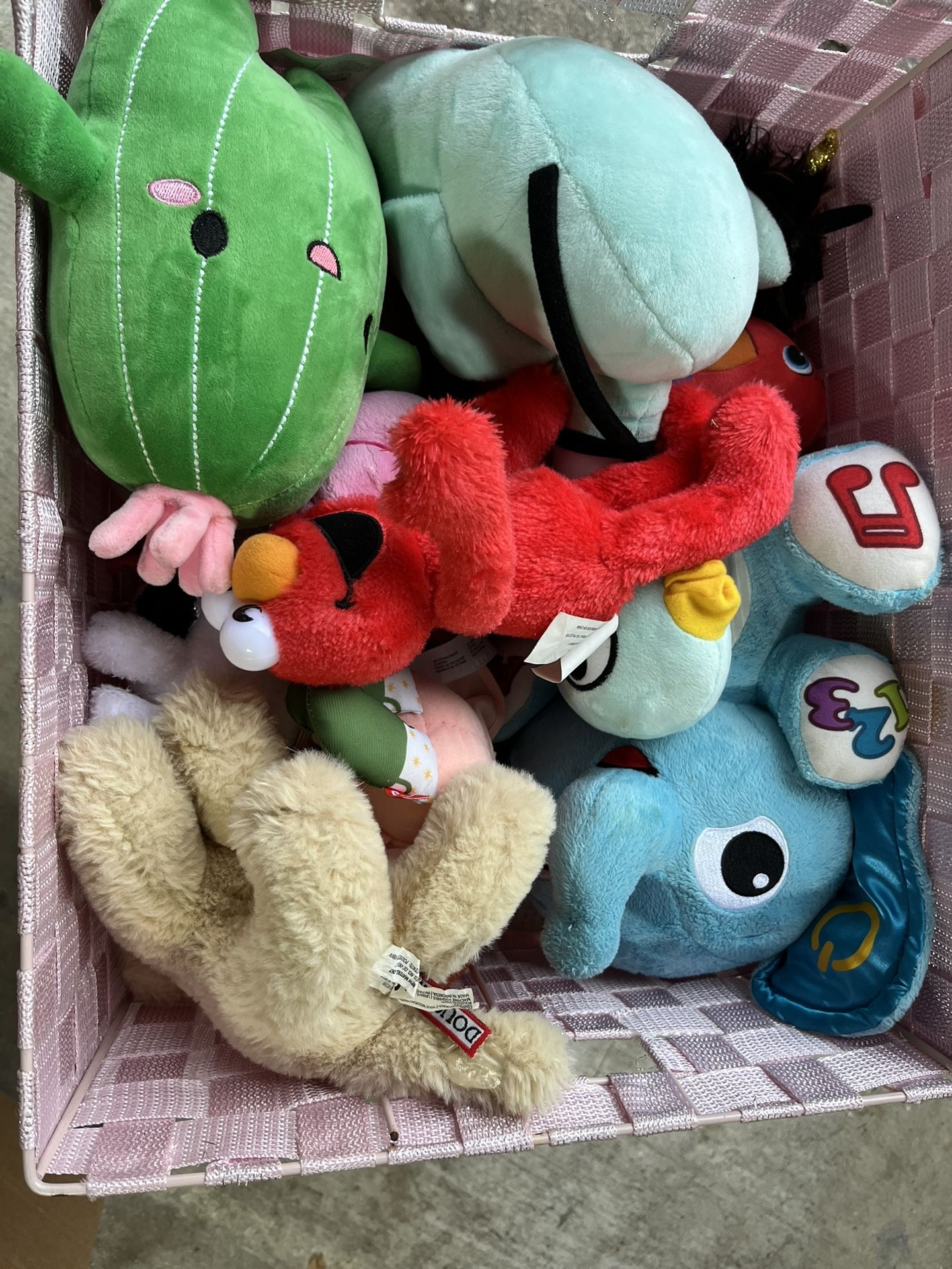 Basket Full Of Assorted Stuffed Animals