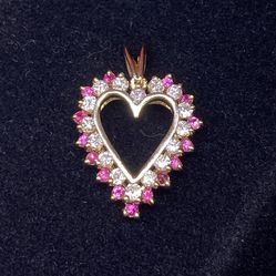 10k Diamond Ruby Heart Pendant 
